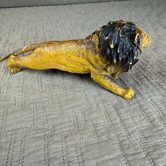 Vintage Toy Animal Lion Figure 90s 80s Plastic Rubber PVC Yellow Roaring - Picture 5 of 9